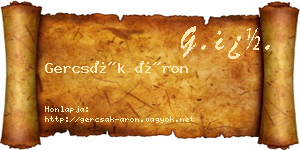 Gercsák Áron névjegykártya